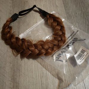 Braid headband, auburn red 2 stands messy wide braid elastic headband